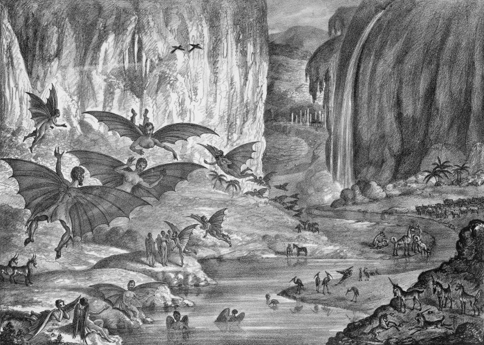 Drawing of moon creatures that appeared in the New York Sun